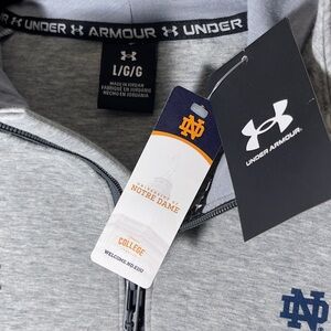 Notre Dame Under Armour Heather Gray Performance Jacket Size Large New With Tags